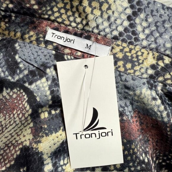 Tronjori Copper Snake Print Oversize Button Down Shirt - Picture 14 of 15